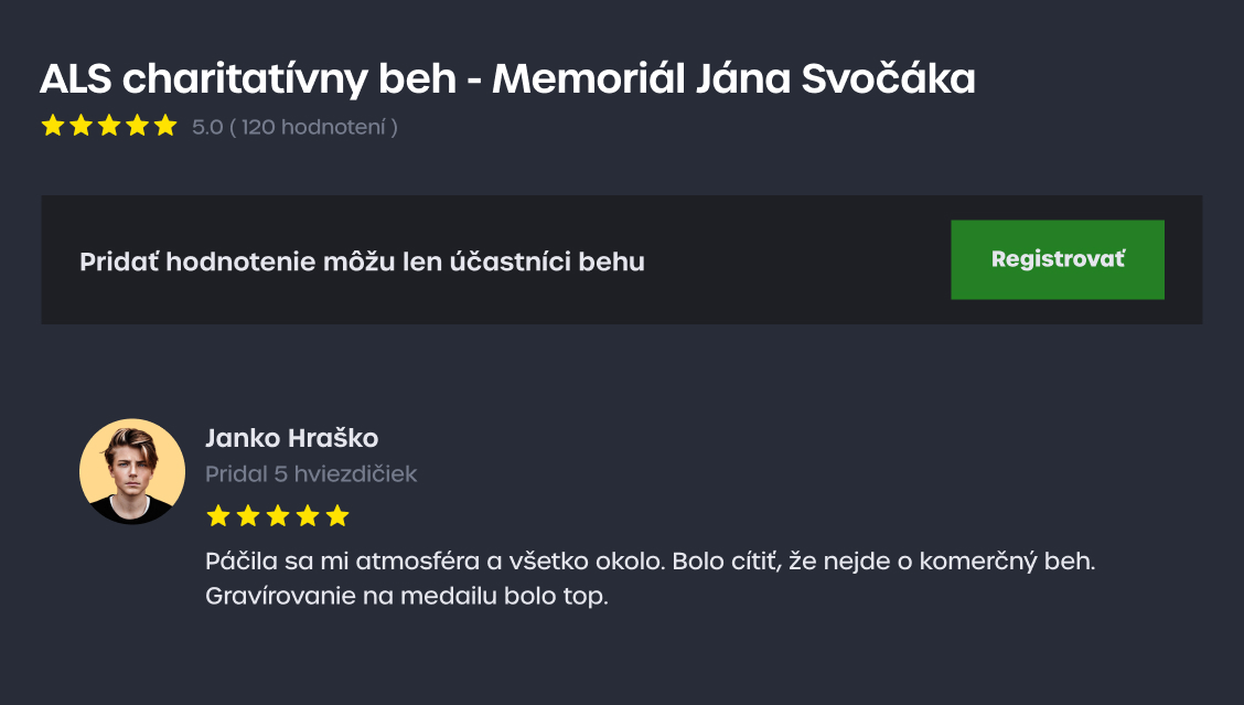Ukážka podujatia v profile